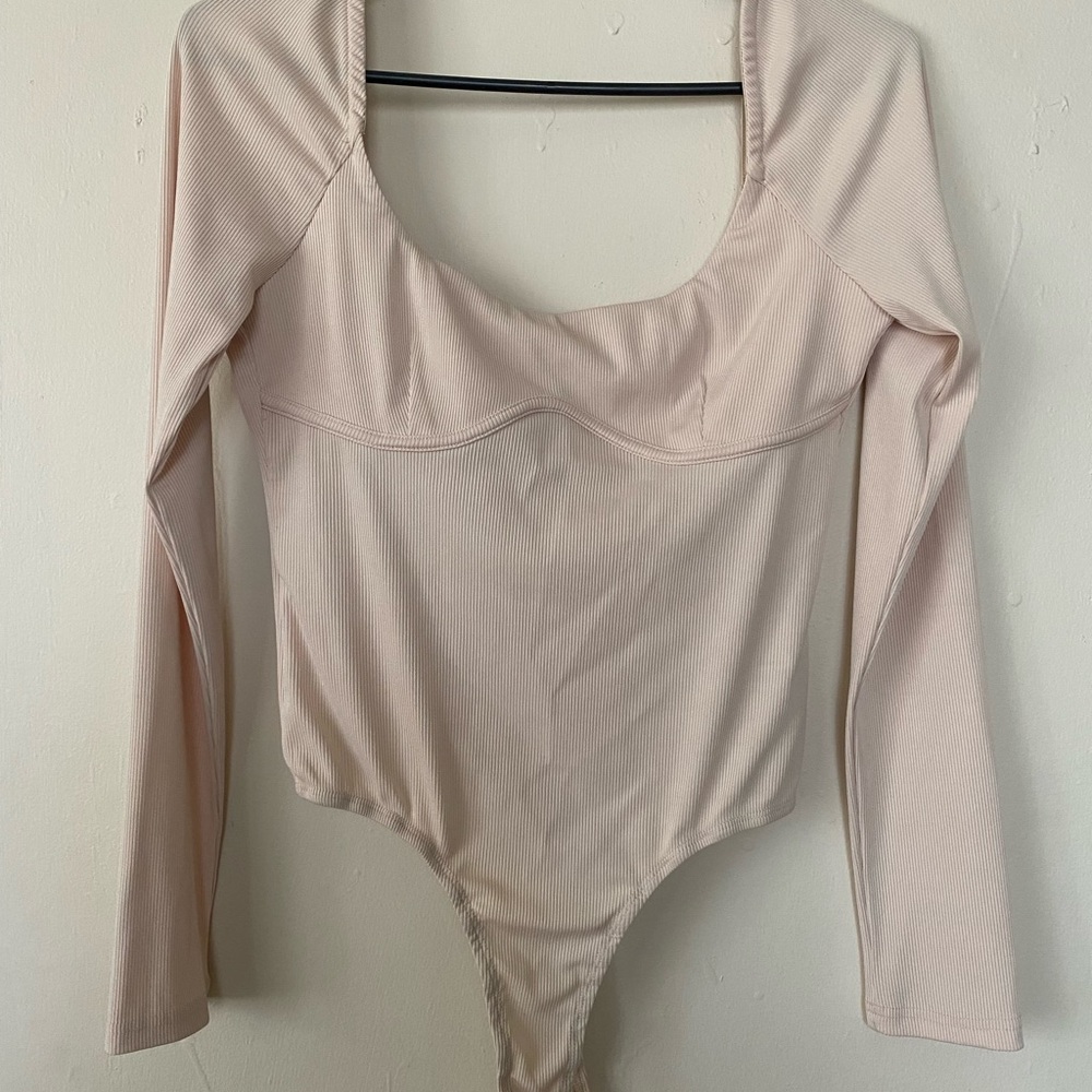 Kittenish Pink Long Sleeve Fitted Bodysuit